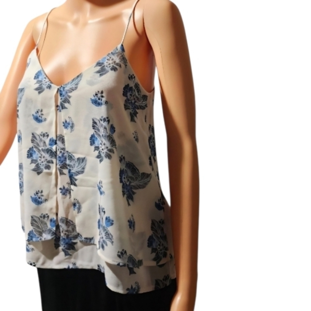 H&M Blue Floral Double Layer Sleeveless Chiffon Top – Size 4. - Picture 5 of 8